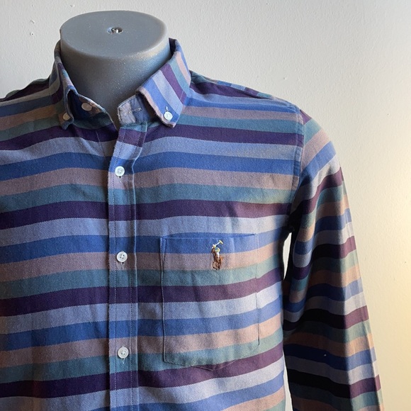 Striped Ralph Lauren Button Down Cotton Shirt M - Picture 1 of 6